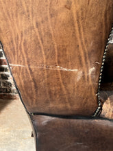 Load image into Gallery viewer, Antique English Chesterfield Leather Wing Back Chair