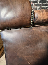 Load image into Gallery viewer, Antique English Chesterfield Leather Wing Back Chair