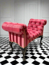 Load image into Gallery viewer, Vintage Empire Style Pink Striped Scroll Arm Bench
