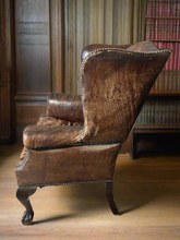 Load image into Gallery viewer, Antique English Chesterfield Leather Wing Back Chair