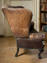 Load image into Gallery viewer, Antique English Chesterfield Leather Wing Back Chair