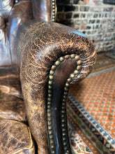 Load image into Gallery viewer, Antique English Chesterfield Leather Wing Back Chair