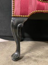 Load image into Gallery viewer, Vintage Empire Style Pink Striped Scroll Arm Bench