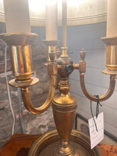 Load image into Gallery viewer, Vintage French Style Bouillotte Brass Lamp with Tole Shade - Vintage AnthropologyVintage Anthropology