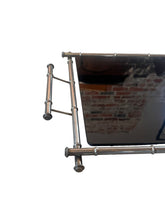 Load image into Gallery viewer, Chrome Bamboo Metal And Black Glass Tray