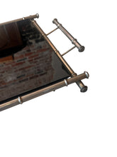 Load image into Gallery viewer, Chrome Bamboo Metal And Black Glass Tray