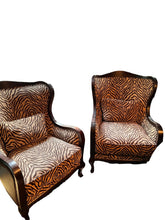 Load image into Gallery viewer, Arhaus Leather & Zebra Fabric Chairs - Vintage AnthropologyVintage Anthropology