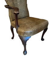 Load image into Gallery viewer, Antique crocodile embossed, leather studded armchair - Vintage AnthropologyVintage Anthropology