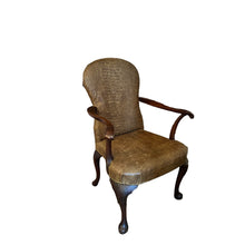 Load image into Gallery viewer, Antique crocodile embossed, leather studded armchair - Vintage AnthropologyVintage Anthropology