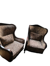 Load image into Gallery viewer, Arhaus Leather & Zebra Fabric Chairs - Vintage AnthropologyVintage Anthropology
