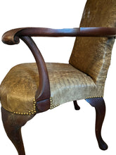 Load image into Gallery viewer, Antique crocodile embossed, leather studded armchair - Vintage AnthropologyVintage Anthropology