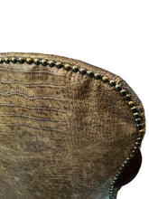 Load image into Gallery viewer, Antique crocodile embossed, leather studded armchair - Vintage AnthropologyVintage Anthropology