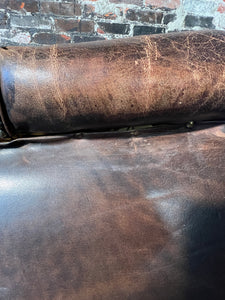 Antique English Chesterfield Leather Wing Back Chair
