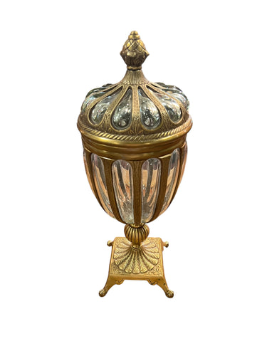 Brass and Glass Bubble Glass Urn