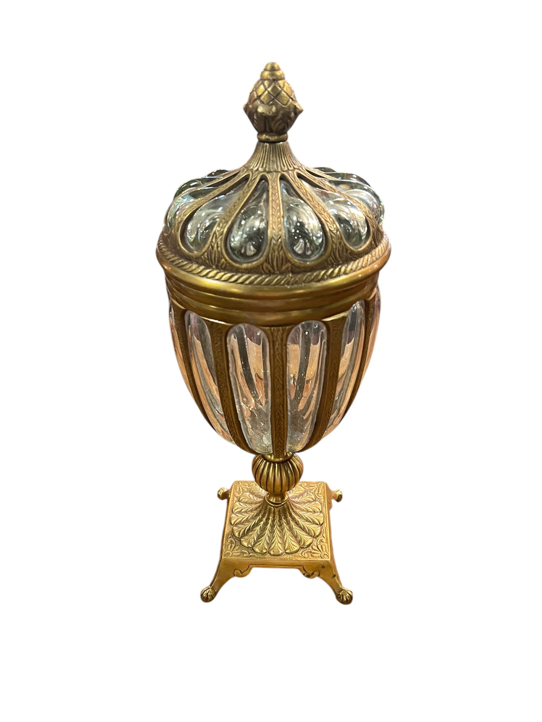 Brass and Glass Bubble Glass Urn