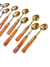 Load image into Gallery viewer, 10 Antique 1900s French Celluloid Handled Brass Spoons