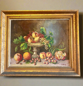 Antique Oil on Board Still Life Painting ￼