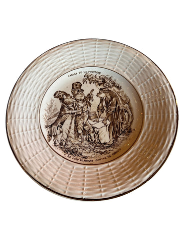 Antique French Transferware Fables De La Fontaine Plate 3 Fox