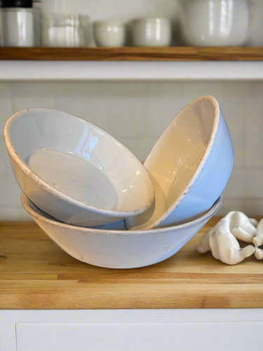 English Antique Ironstone Baking Bowl Trio