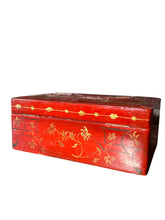 Load image into Gallery viewer, Antique Red Lacquered and Gold Gilded Wooden Box