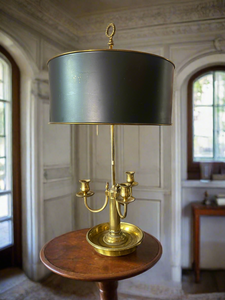 Antique Brass Bouillotte Lamp With Metal Shade