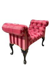 Load image into Gallery viewer, Vintage Empire Style Pink Striped Scroll Arm Bench