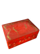 Load image into Gallery viewer, Antique Red Lacquered and Gold Gilded Wooden Box