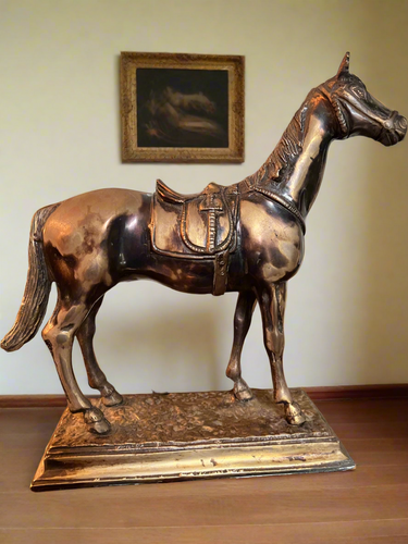Antique Bronze Equestrian Horse Statue