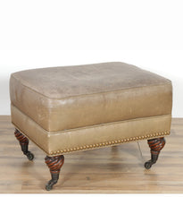 Load image into Gallery viewer, Vintage Whitemore and Sherrill Studded Leather Arm Chair with Ottoman