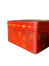 Load image into Gallery viewer, Antique Red Lacquered and Gold Gilded Wooden Box