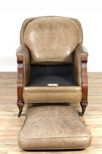 Load image into Gallery viewer, Vintage Whitemore and Sherrill Studded Leather Arm Chair with Ottoman