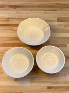 English Antique Ironstone Baking Bowl Trio
