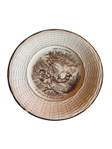Antique French Transferware Fables De La Fontaine Plate 3 Mice