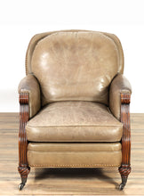 Load image into Gallery viewer, Vintage Whitemore and Sherrill Studded Leather Arm Chair with Ottoman