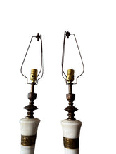 Load image into Gallery viewer, Pair of Antique Marble and Brass Hollywood Regency Lamps