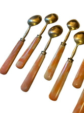 Load image into Gallery viewer, 10 Antique 1900s French Celluloid Handled Brass Spoons