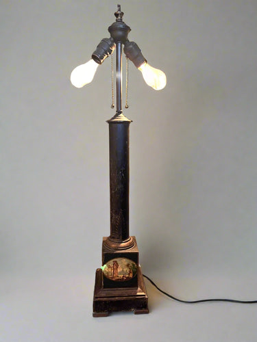 Antique 19th century French Tole Painted Lamp - Vintage AnthropologyVintage Anthropology