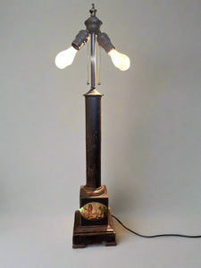 Antique 19th century French Tole Painted Lamp - Vintage AnthropologyVintage Anthropology
