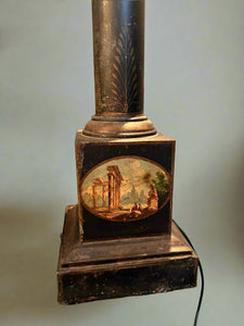 Antique 19th century French Tole Painted Lamp - Vintage AnthropologyVintage Anthropology