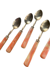 Load image into Gallery viewer, Antique 1900s French Celluloid Handled Brass Spoons