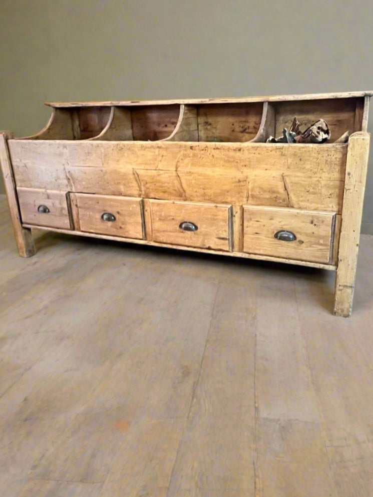 Antique 19th Century Scrubbed Pine English Dry Goods Bin