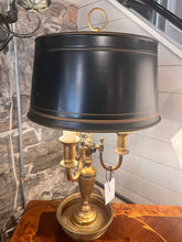 Load image into Gallery viewer, Vintage French Style Bouillotte Brass Lamp with Tole Shade - Vintage AnthropologyVintage Anthropology