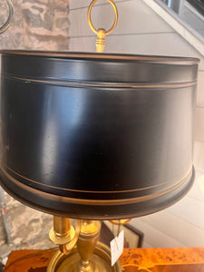 Vintage French Style Bouillotte Brass Lamp with Tole Shade - Vintage AnthropologyVintage Anthropology