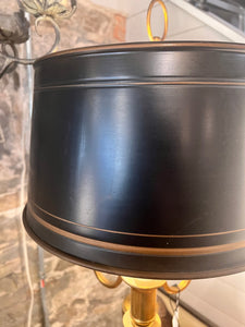 Vintage French Style Bouillotte Brass Lamp with Tole Shade - Vintage AnthropologyVintage Anthropology