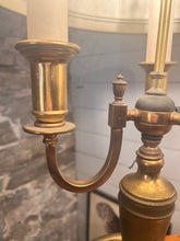 Load image into Gallery viewer, Vintage French Style Bouillotte Brass Lamp with Tole Shade - Vintage AnthropologyVintage Anthropology