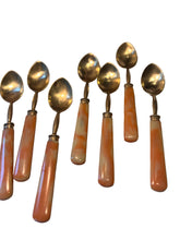 Load image into Gallery viewer, 10 Antique 1900s French Celluloid Handled Brass Spoons