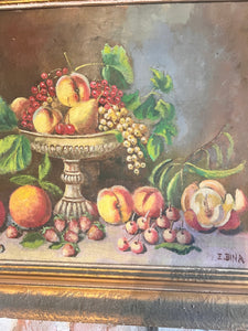 Antique Oil on Board Fruit Painting ￼ - Vintage AnthropologyVintage Anthropology