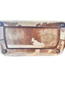 Vintage 1920s Cow Hide Boston Bag/ Travel Bag