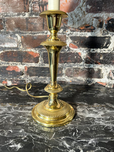 Solid Brass Candlestick Lamp by Baldwin