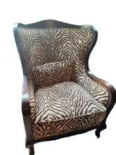 Load image into Gallery viewer, Arhaus Leather &amp; Zebra Fabric Chairs - Vintage AnthropologyVintage Anthropology